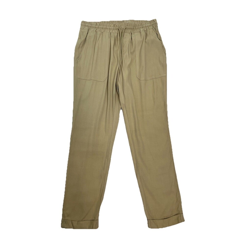 True Religion Rolled Jogger Pull On Sz S  Drawstring Casual Pants Tan Beige EUC